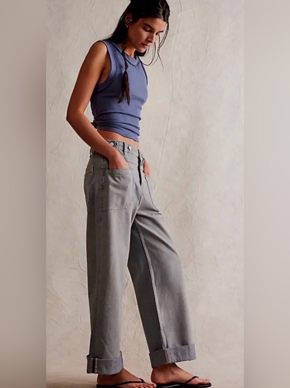 We The Free Palmer Wide Leg Jeans In The Shadows Gray -size 30 - Picture 3 of 16
